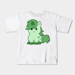 Cute Green Clover Unicorn Kids T-Shirt